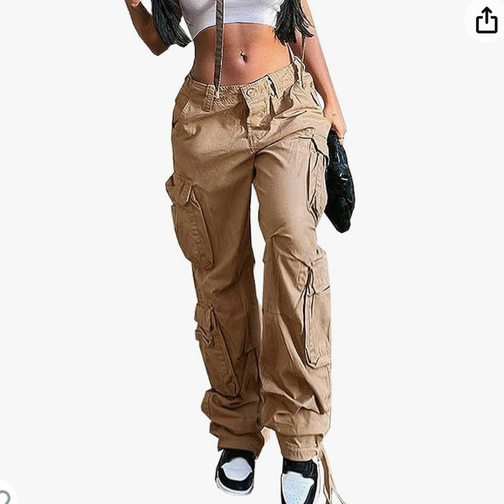 High waisted cargo pants